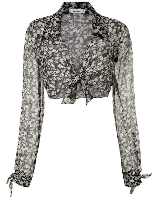 Amir Slama Black Silk Margarida Shirt
