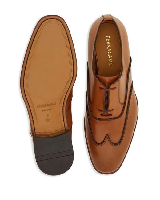 Zapatos oxford con puntera en punta Ferragamo de hombre de color Brown
