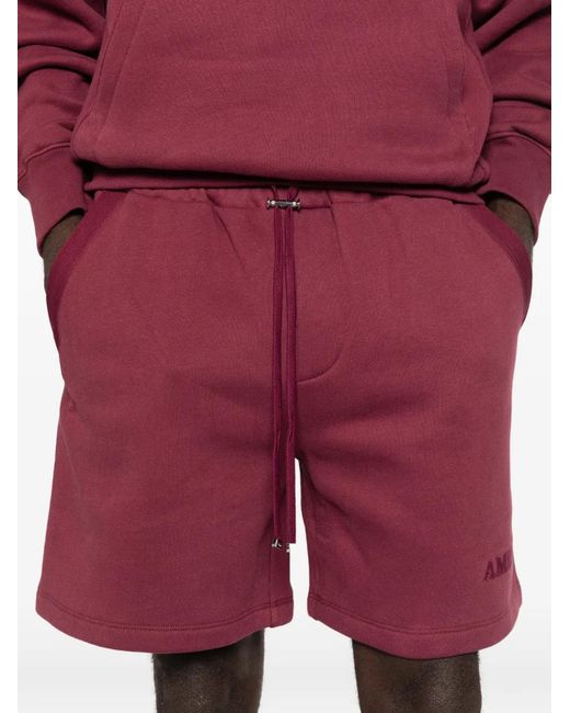 Amiri Red Drawstring Logo-Embroidery Track Shorts for men