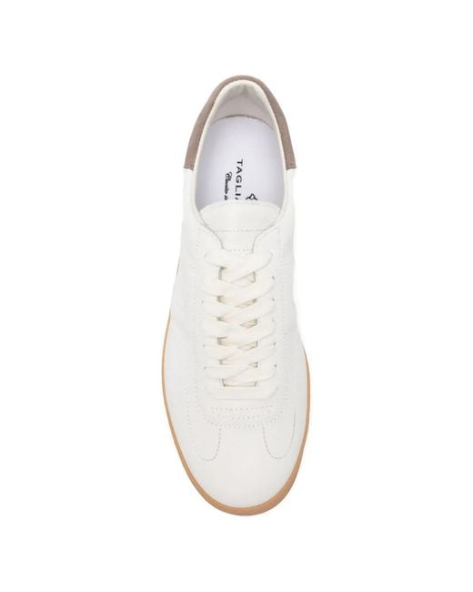 Tagliatore White Grained-Leather Sneakers for men