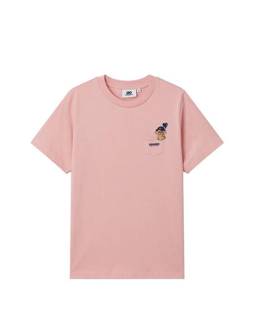 Chocoolate Pink Pocket-Detail Graphic T-Shirt