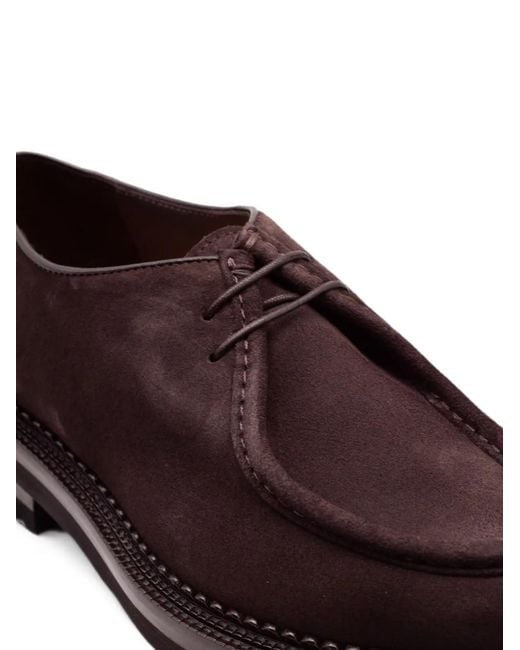Green George Brown Apron-Toe Suede Derby Shoes for men