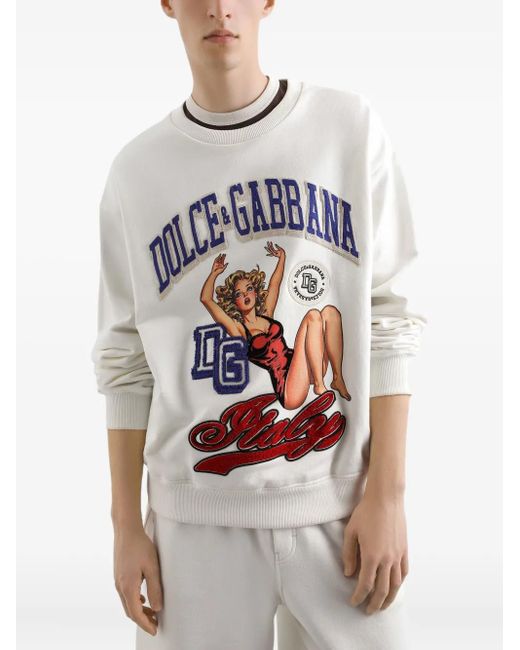 Dolce & Gabbana White Sweatshirt With Patch for men