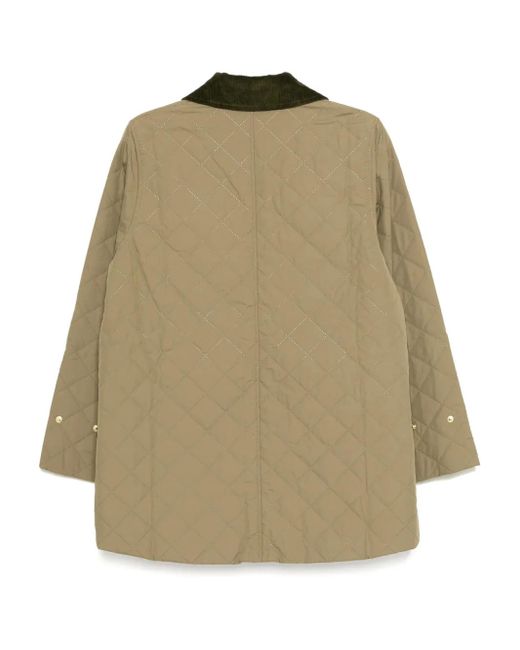 Barbour Green Corinne Quilted Corduroy-Trim Jacket