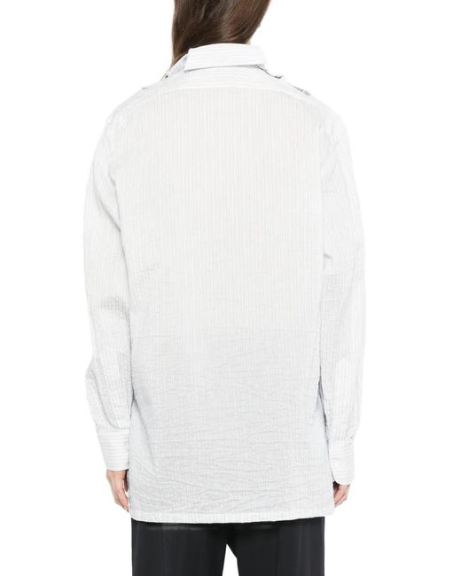 Setchu White Creased Striped Shirt