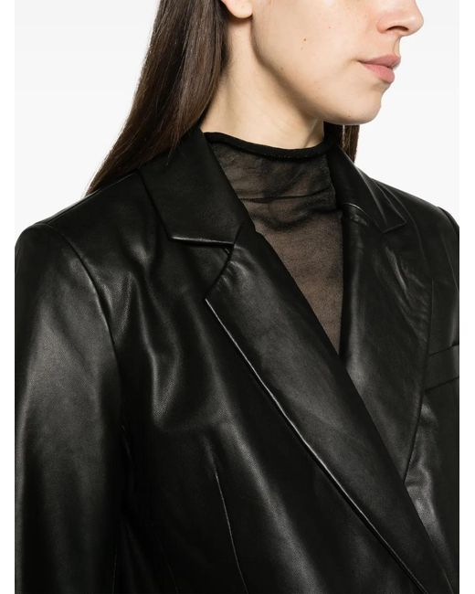 Reformation Leren Blazer in het Black