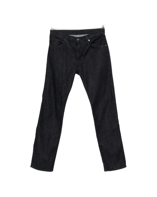 Emporio Armani Black Logo-Plaque Jeans for men
