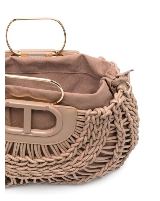 Twinset Natural Handtasche Mit Flechtmuster