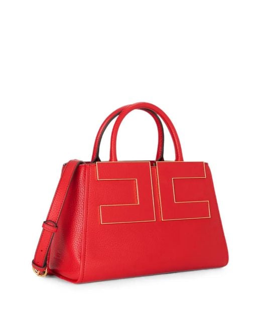 Elisabetta Franchi Red Tote Bag With Logo