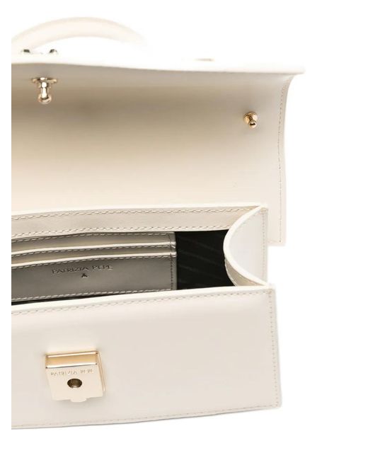 Patrizia Pepe Natural Fly Bamby Handles Logo Tote Bag
