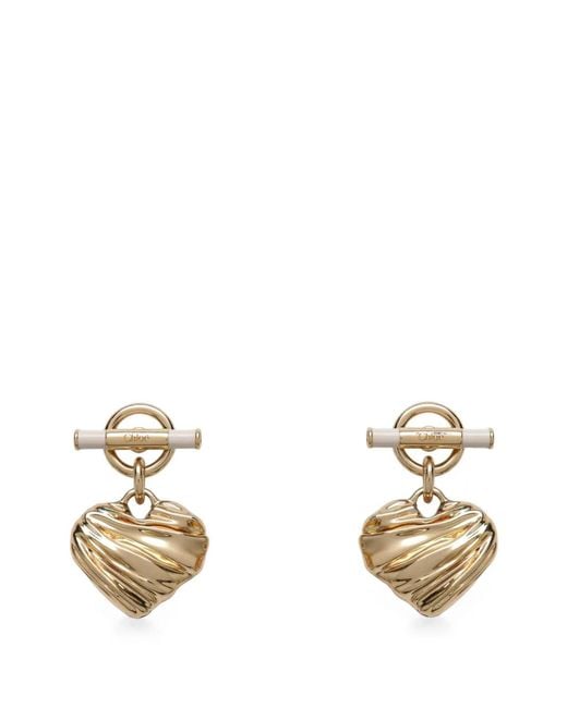 Chloé Metallic Heart-Pendant Drop Earrings