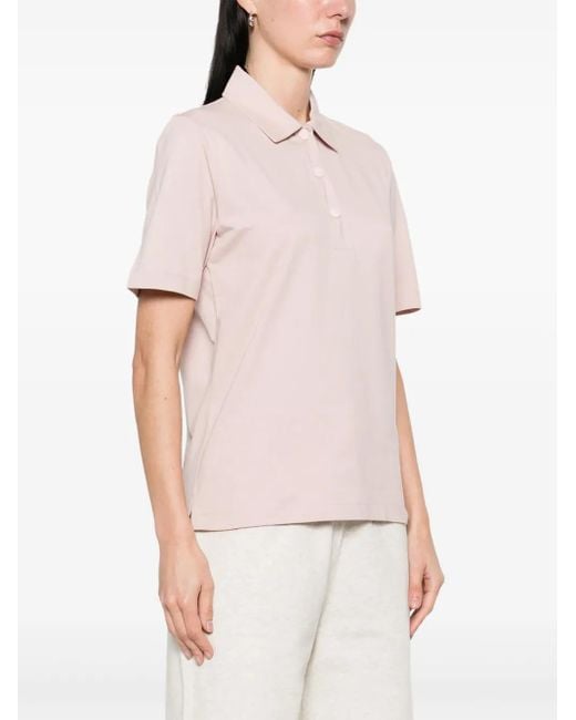 Moncler Pink Polo Mc Nude Shoulder Logo Patch