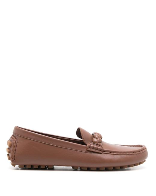 Gianvito Rossi Brown Braided-strap Leather Loafers