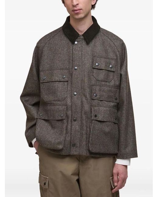 Barbour Gray Corduroy-Collar Multi-Pocket Jacket for men
