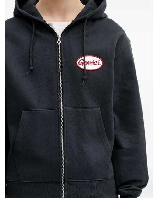 Gramicci Black Logo-Patch Zip-Up Hoodie for men