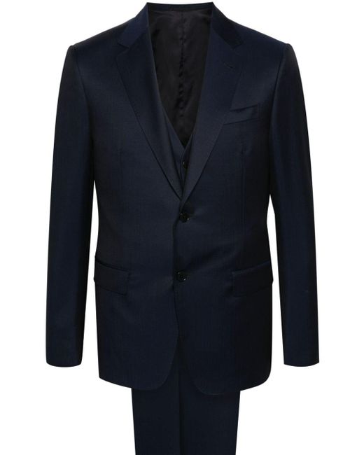 メンズ Zegna ツイル スーツ Blue