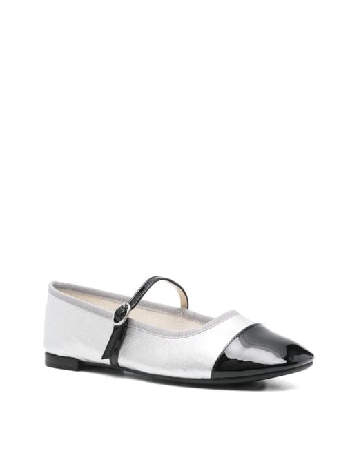 Repetto White Cap-Toe Ankle-Strap Ballet Flats