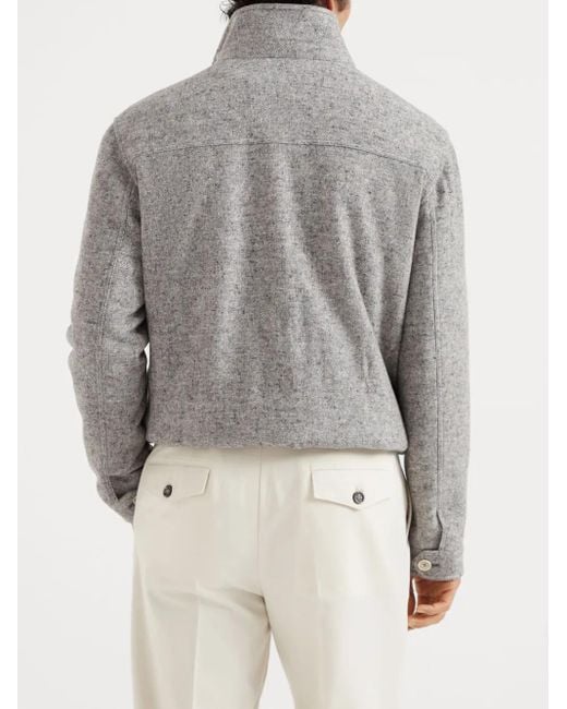 Brunello Cucinelli Gray Padded Bomber Jacket for men