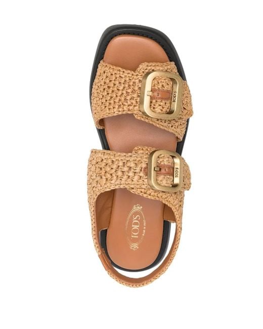 Tod's Brown Woven Raffia 45Mm Sandals