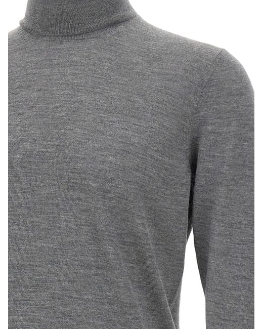 Gran Sasso Gray Turtleneck Ribbed Sweater for men