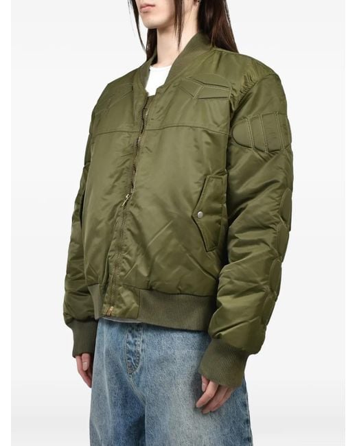 Satoshi Nakamoto Green Ma-1 Moto Padded Jacket for men
