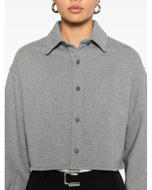 Alexander Wang Gray Buttoned Cropped Top