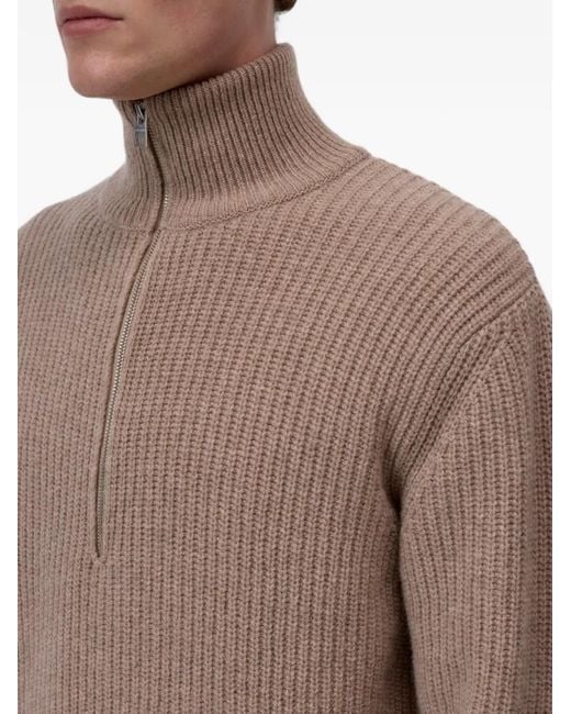 Closed Natural Ribbed-Knit Half-Zip Sweater for men