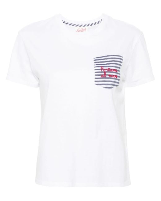 Mc2 Saint Barth T-shirt Met Geborduurde Tekst in het White