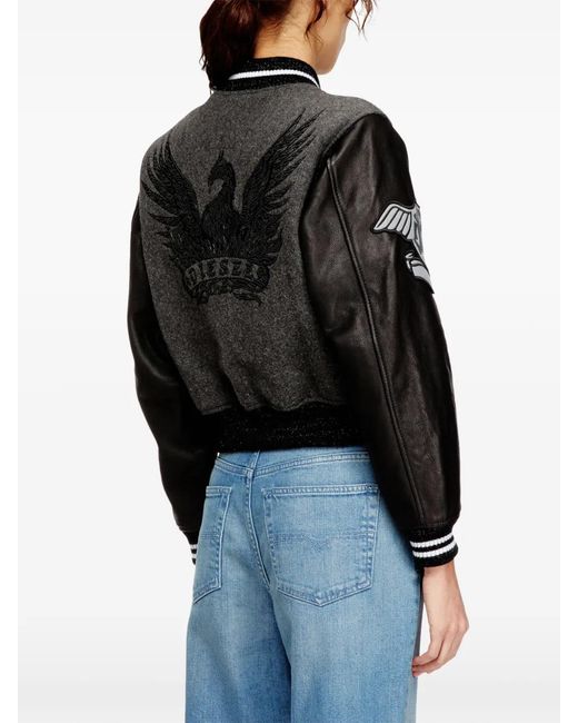 DIESEL Black L-Real Patch-Detail Bomber Jacket