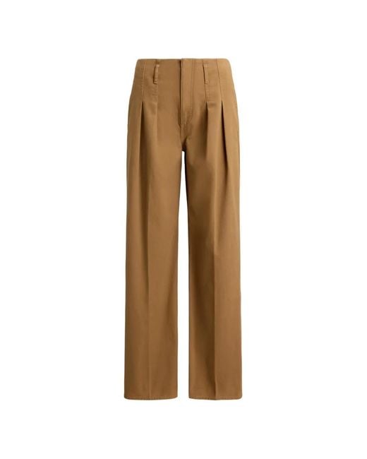 Polo Ralph Lauren Natural Pleated Wide-Leg Trousers