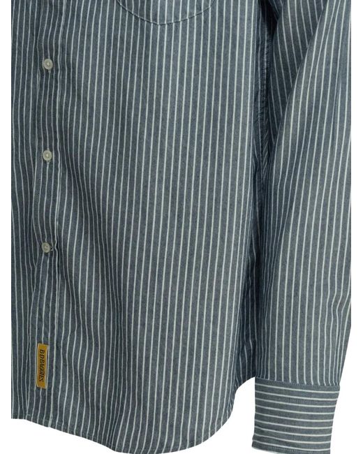 B.D. Baggies Blue Bradford Striped Cotton Shirt for men