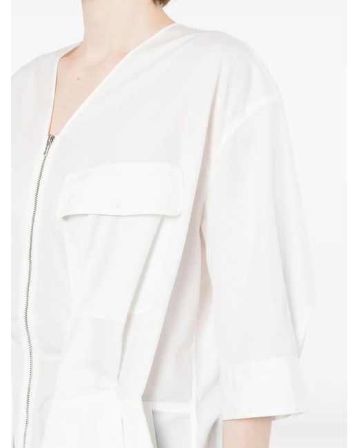JNBY White Draped-Waist Cotton Jacket