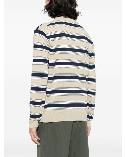 Maison Kitsuné Gray Stripe Print Cotton Blend Sweater for men