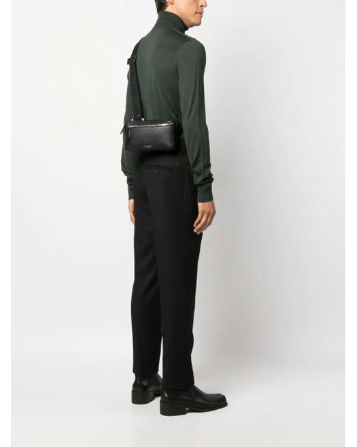 Aspinal Black Reporter Compact Leather Crossbody Bag for men