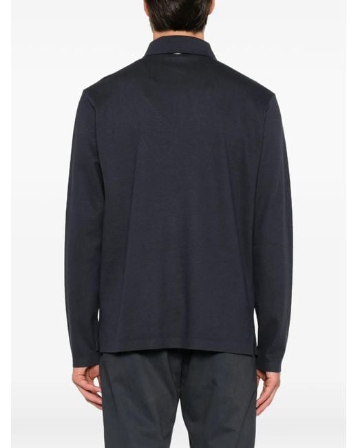 Herno Blue Long-Sleeve Polo Shirt for men