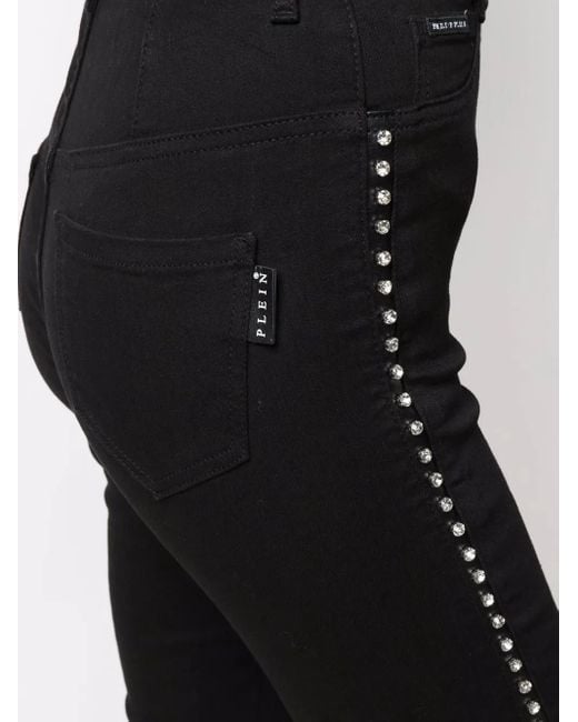Philipp Plein Black Crystal Super High-Waist Skinny Jeans