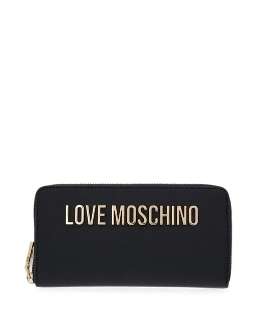 Love Moschino Black Logo-Plaque Zip-Around Wallet