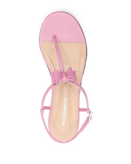 Mach & Mach Pink Bow-detail Thong-strap Sandals