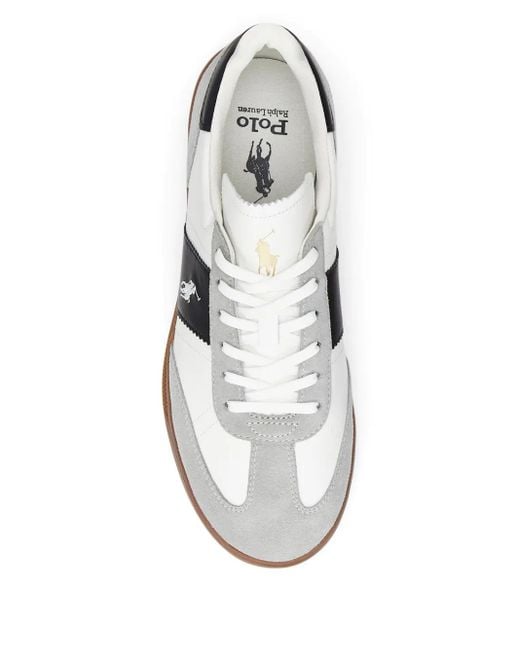 Polo Ralph Lauren White Heritage Aera Suede Sneakers for men