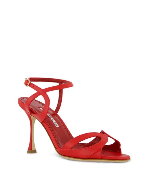 Manolo Blahnik Red 90Mm Elfajrsan Sandals