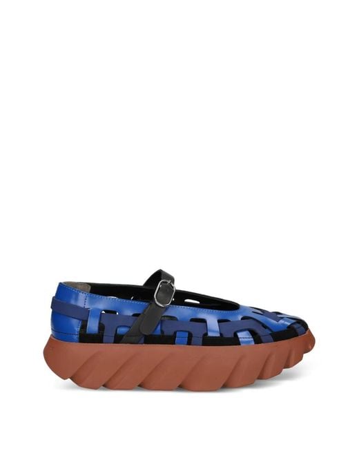 4Ccccees Blue Tura Lex Woven Strap Platform Pumps