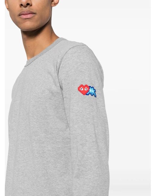 COMME DES GARÇONS PLAY Gray X The Artist Invader Pixelated-Appliqué T-Shirt for men