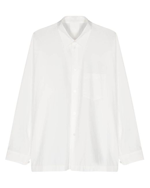 Homme Plissé Issey Miyake White Streamline Cotton Shirt for men