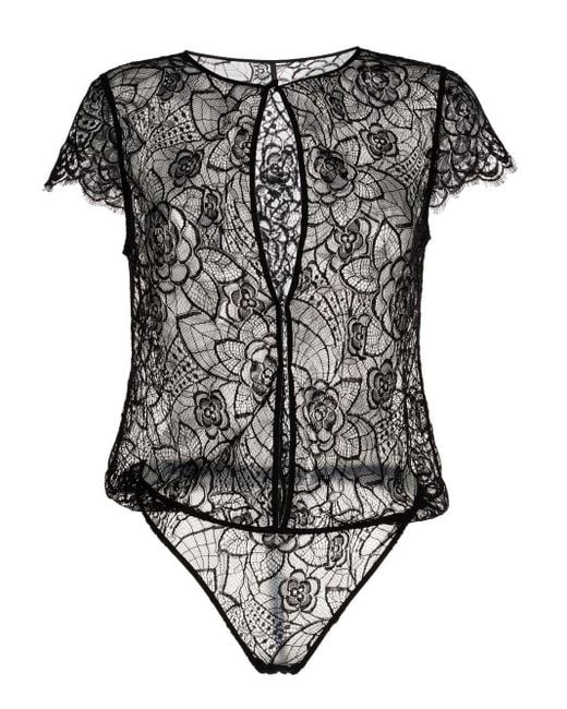 Kiki de Montparnasse Coquette Lace Bodysuit in Black | Lyst