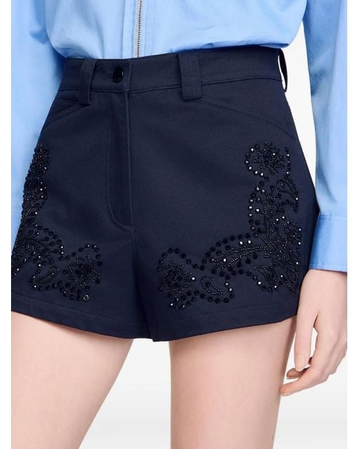 Sandro Black Embroidered Cotton Shorts