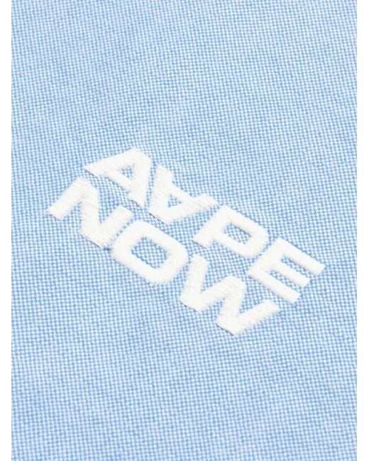 Aape By A Bathing Ape Blue Button-Down Embroidered Shirt for men