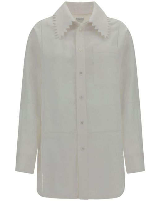 Bottega Veneta Gray Embroidered Linen Shirt