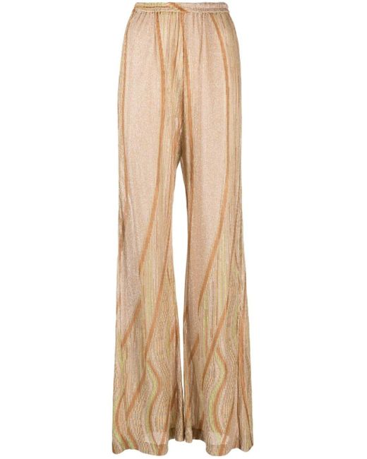 Patterned-intarsia high-waisted trousers di Forte Forte in Natural