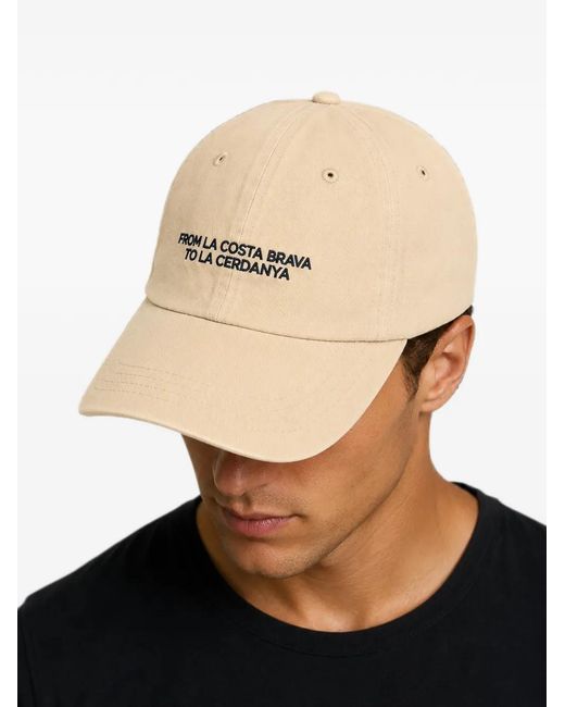 LES HÉRITIERS Natural Slogan-Embroidered Cotton Cap for men