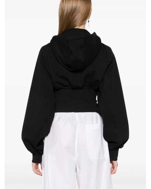 Adidas By Stella McCartney Black Organic Cotton Cropped Hoodie